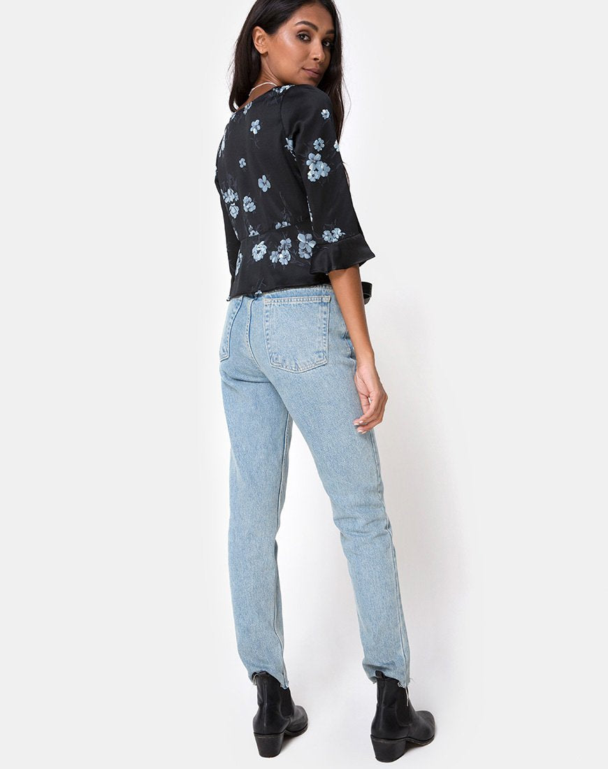 Image de Vinequa Top in Satin Mono Flower Black