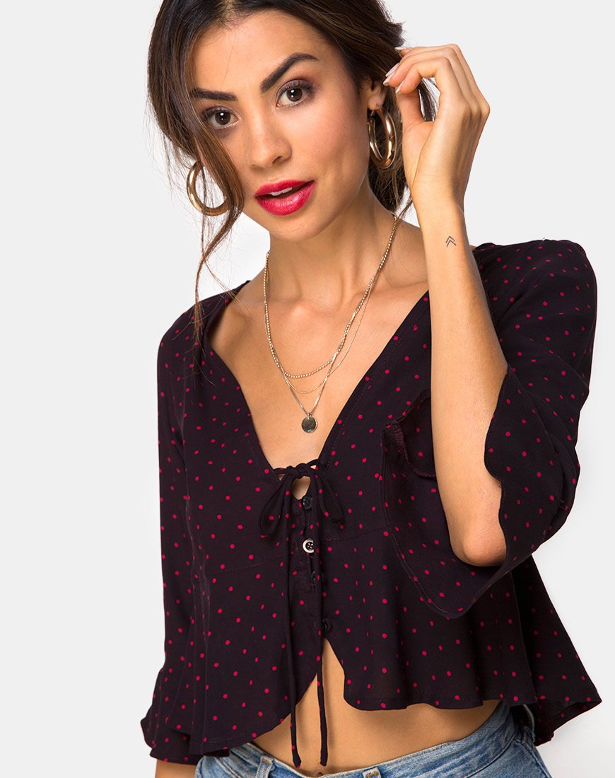 Image de Vinequa Top in Cuban Dot Red