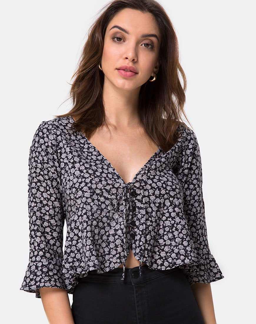 Chemisier Vinequa, coloris Ditsy Rose, noir