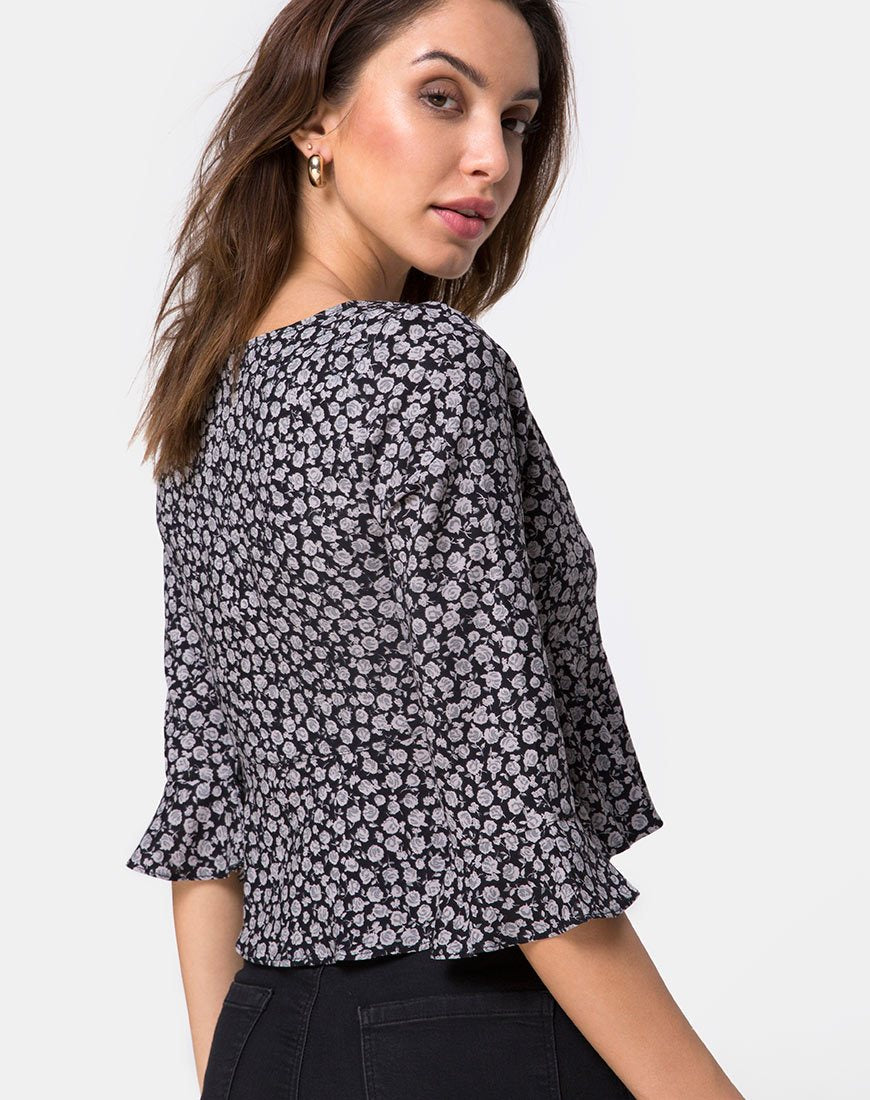 Chemisier Vinequa, coloris Ditsy Rose, noir