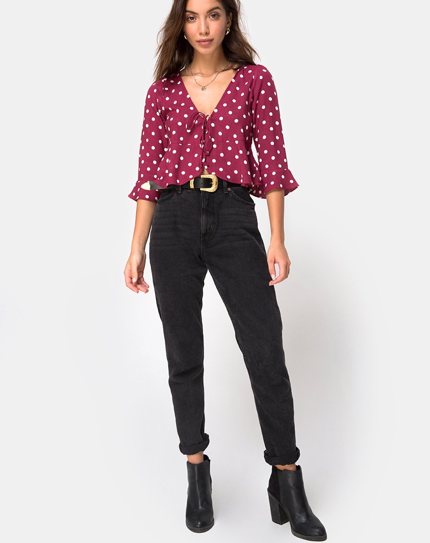 Image de Vinequa Top in Medium Polka Wine