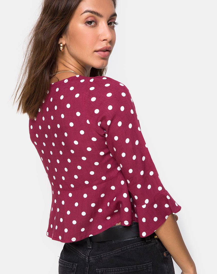 Image de Vinequa Top in Medium Polka Wine