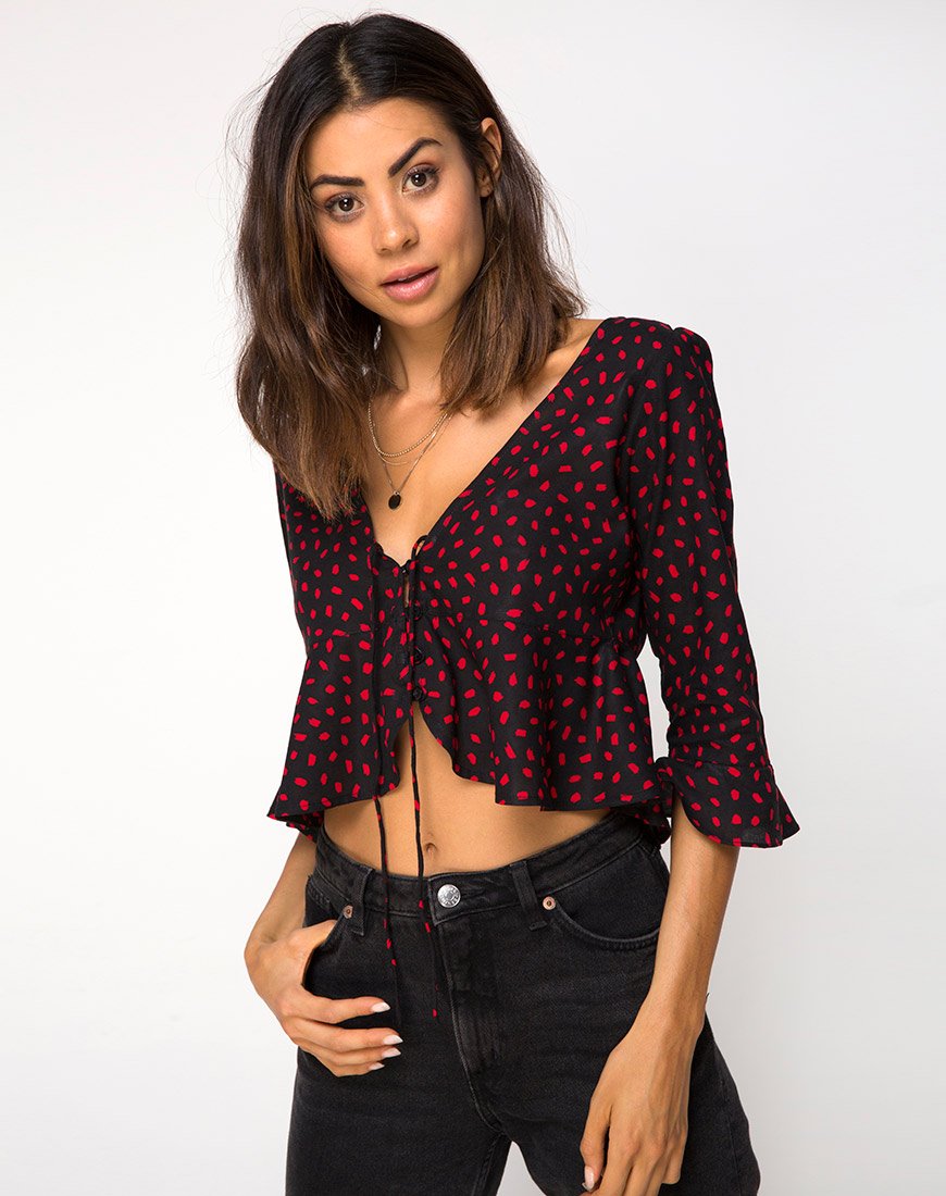 Top Vinequa en Mini Diana Dot noir et rouge