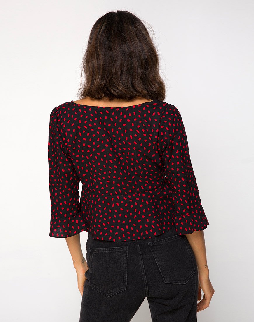 Top Vinequa en Mini Diana Dot noir et rouge