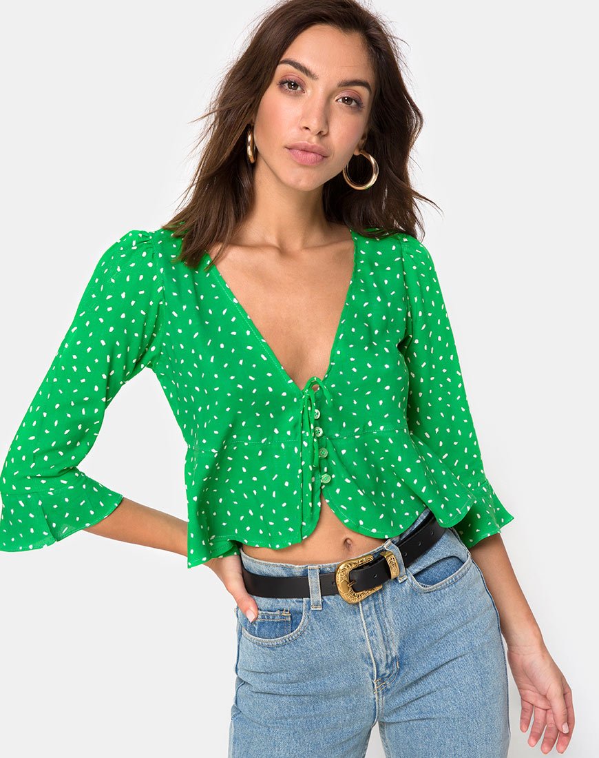 Image de Vinequa Blouse in Mini Diana Dot Green