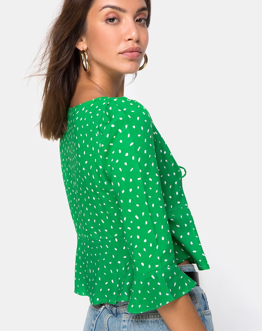 Image de Vinequa Blouse in Mini Diana Dot Green