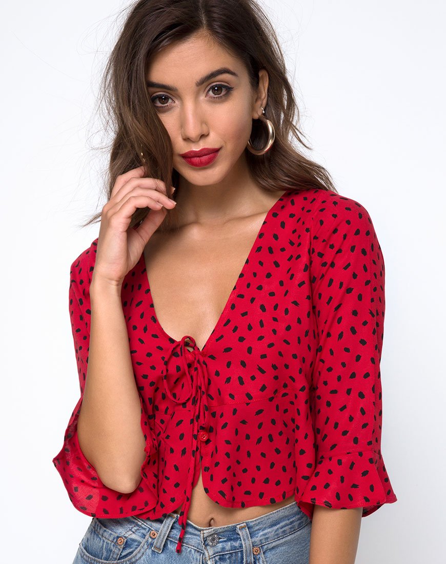 Top Vinequa en Mini Diana Dot Rouge et Noir