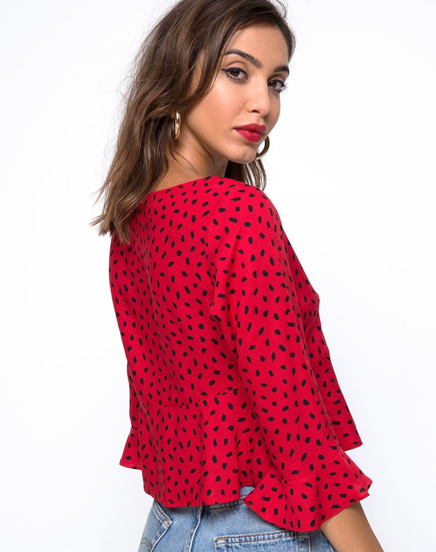 Top Vinequa en Mini Diana Dot Rouge et Noir