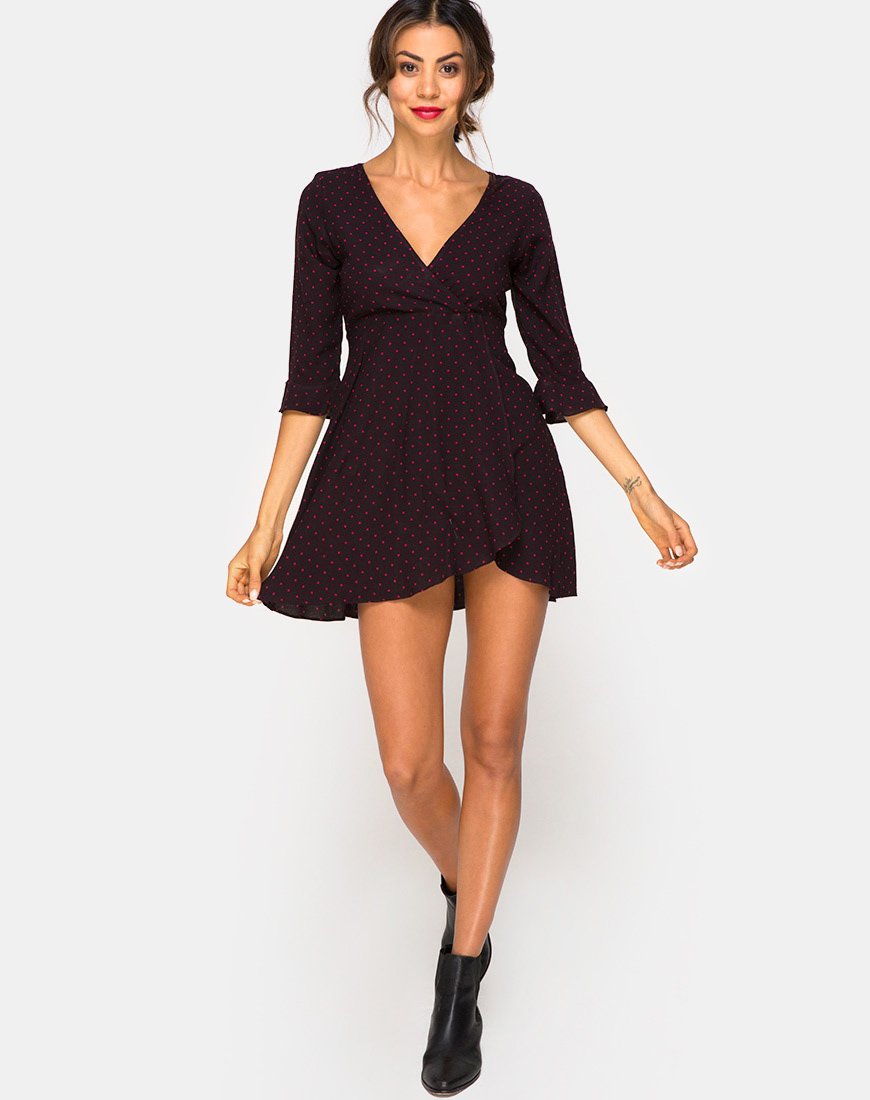 Image de Vinon Robe à pois cubains rouge