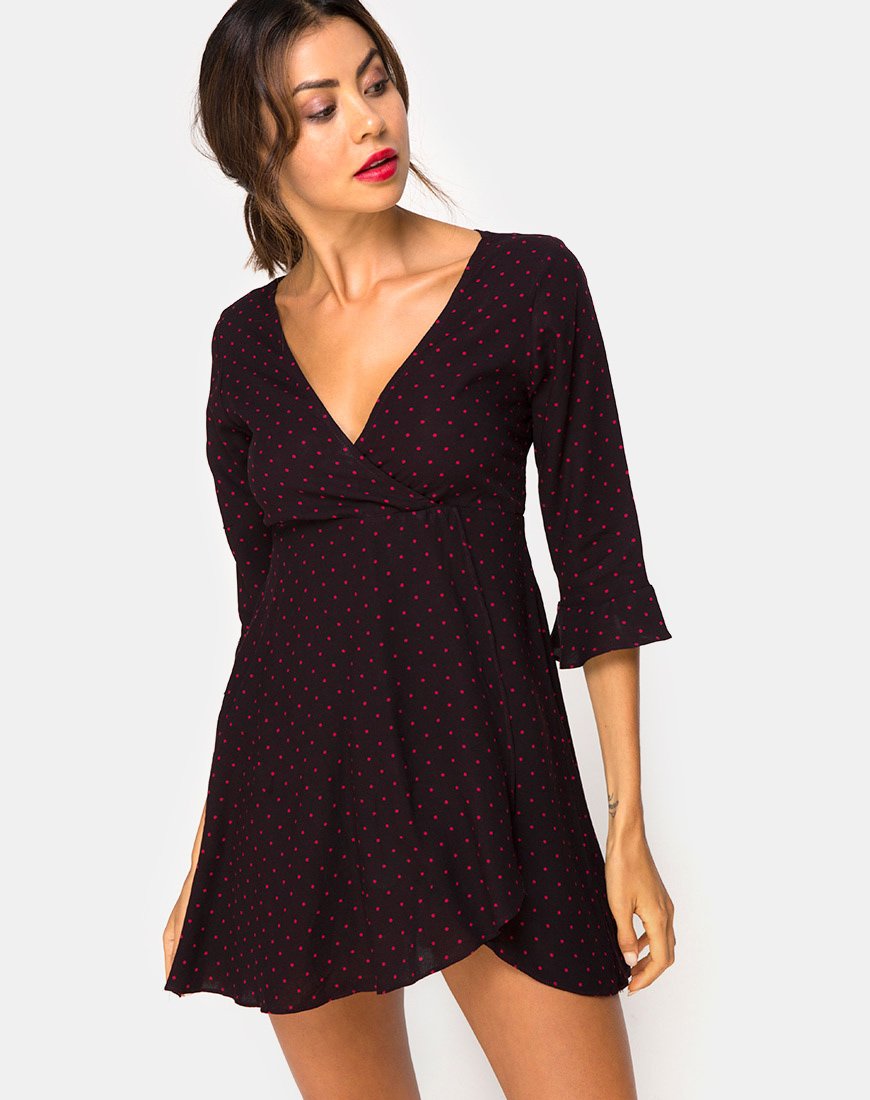 Image de Vinon Robe à pois cubains rouge