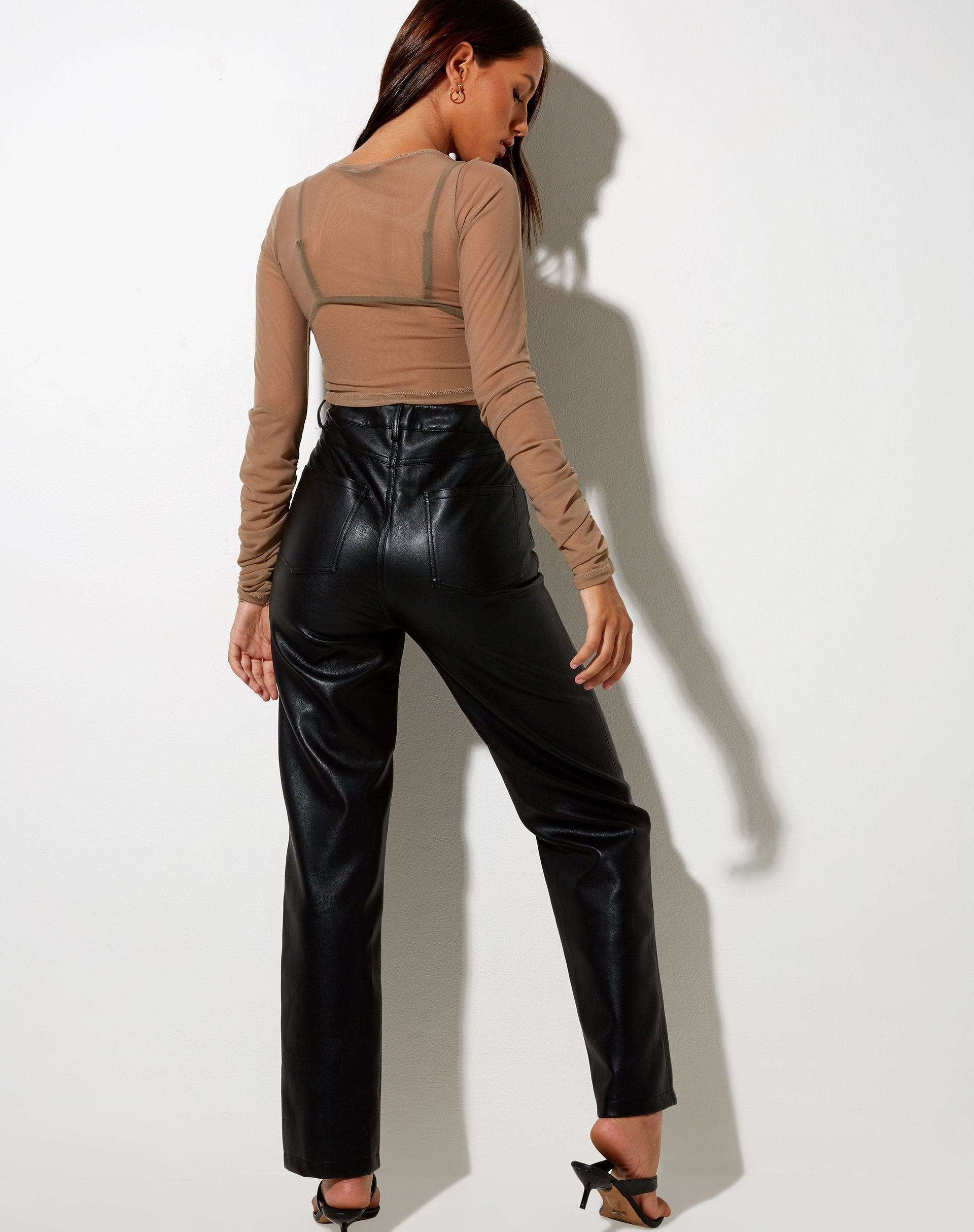 Image de Vinta Crop Top in Mesh Taupe