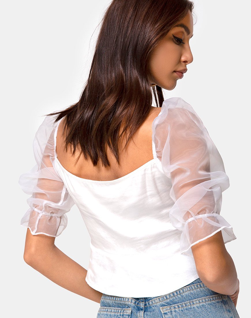 Image de Viquela Crop Top in Organza Cream