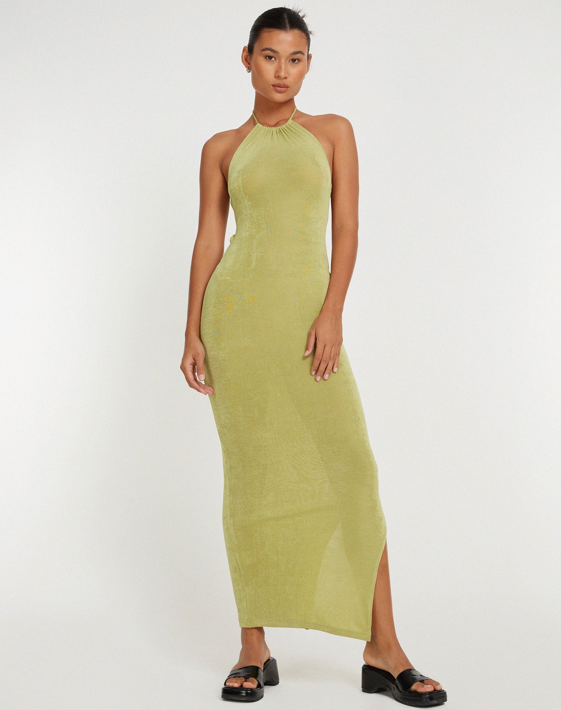 Image of Virnilia Halterneck Maxi Dress in Lime