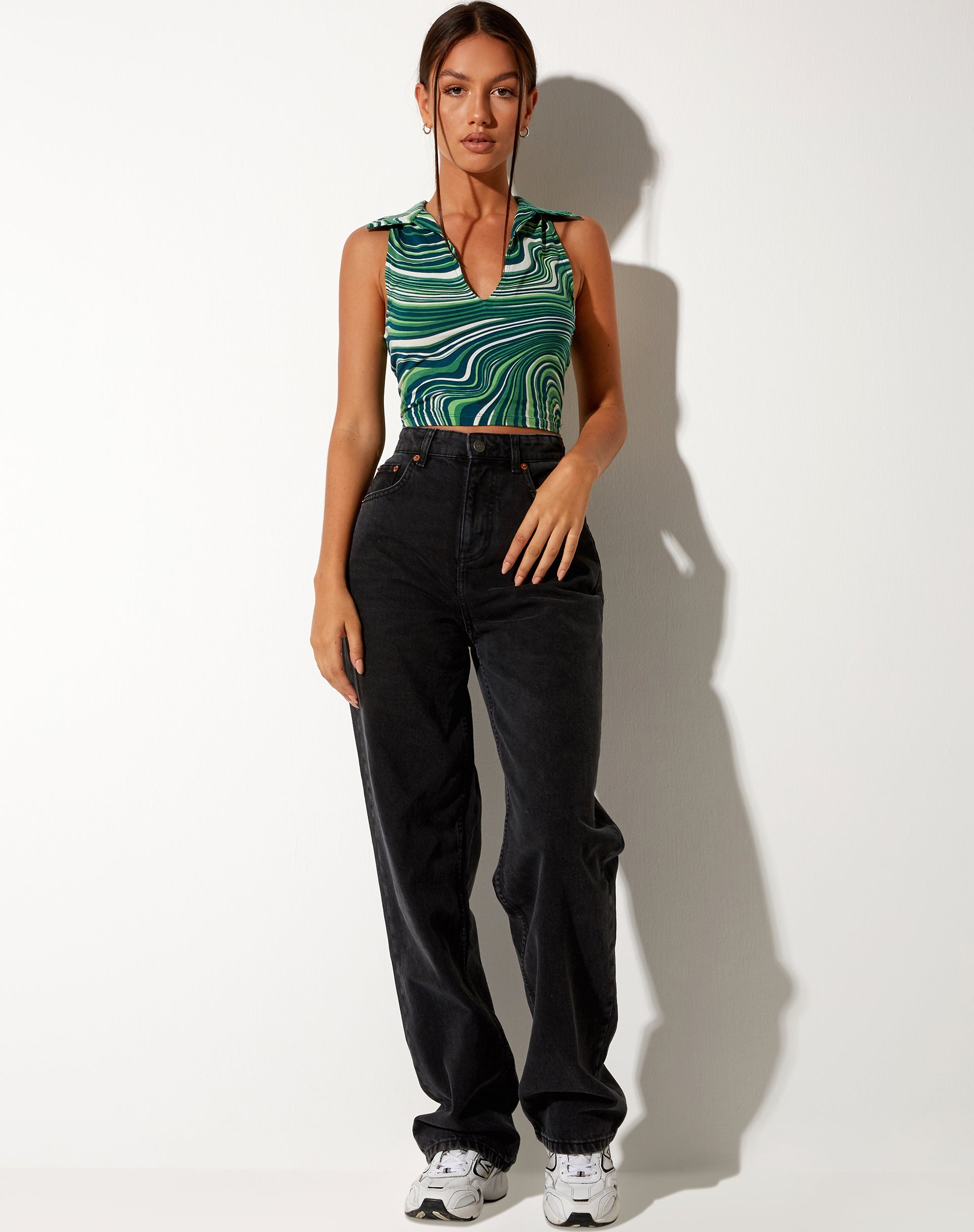 Image of Vende Vest Top in 70s Ripple Green