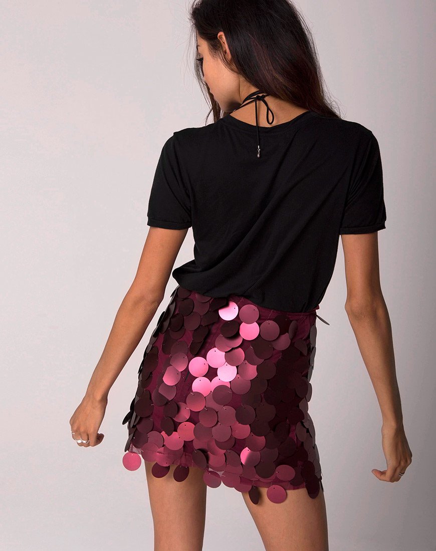 Jupe taille haute Weaver, rose Big Disc Sequin