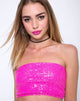 Image de Tube avec Top en Dentelle en Mini Sequin Paris Pink