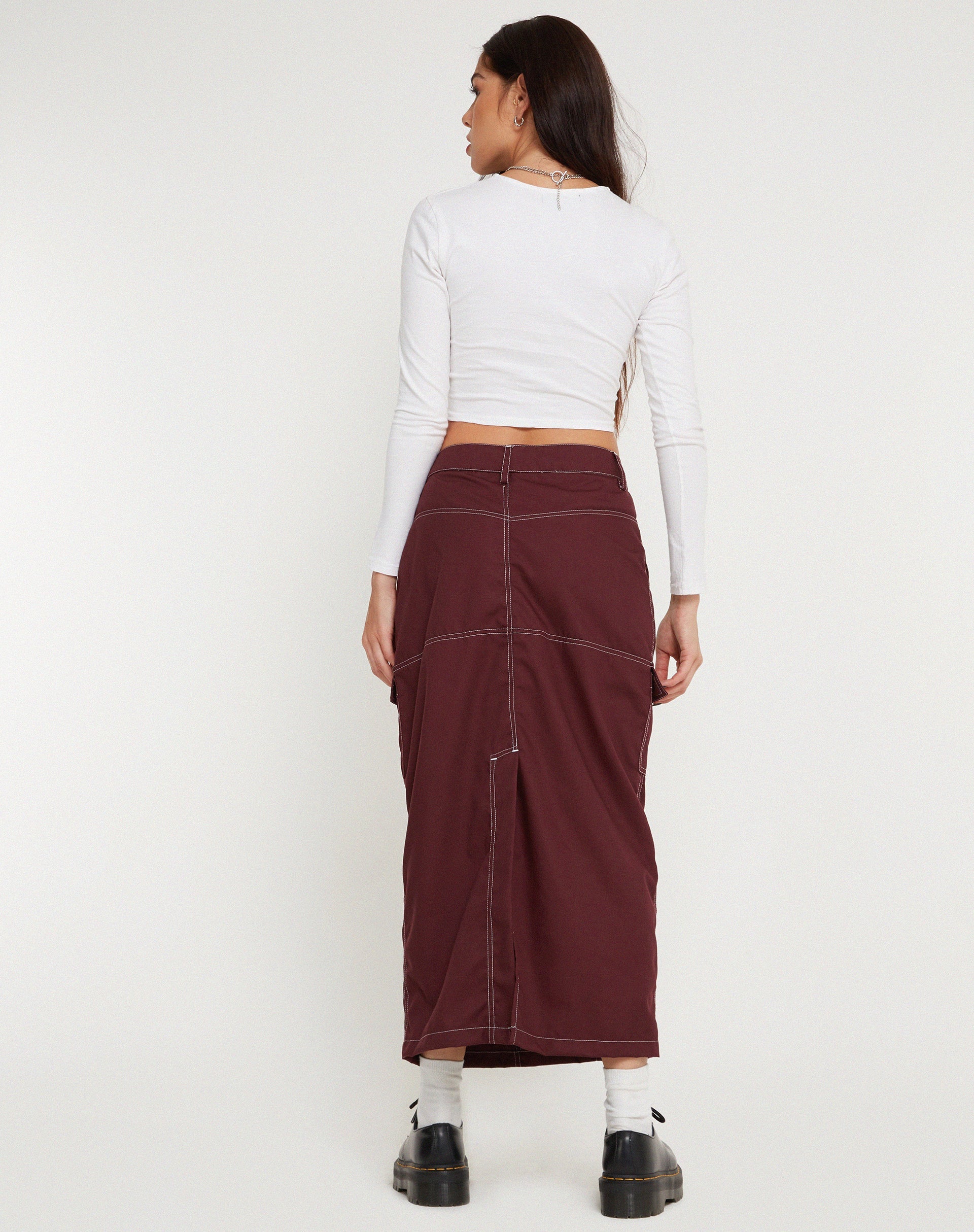 Image de la jupe Widya Redwood White Top Stitch