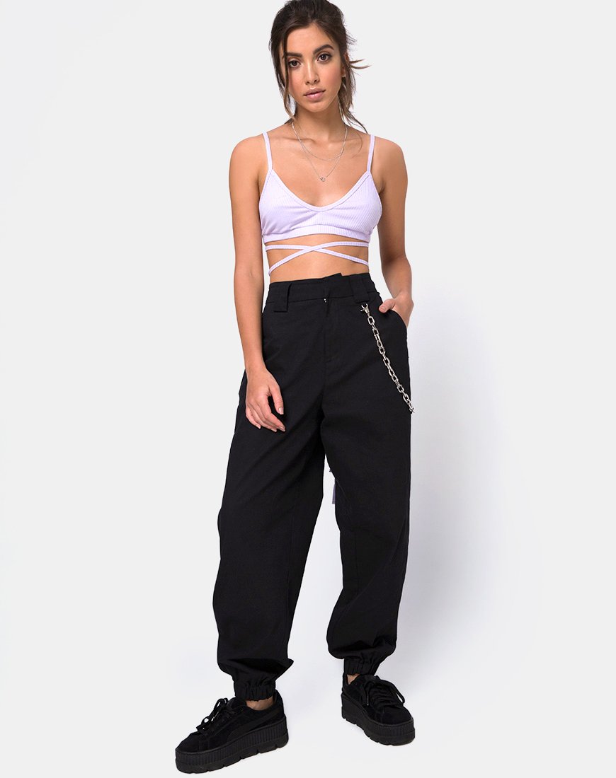Image of Wrap Around Bralet in Rib Lilac