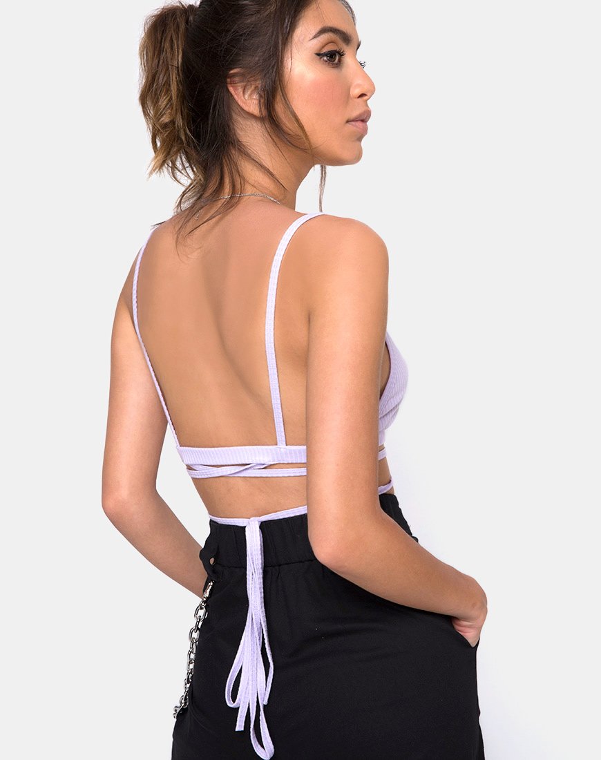 Bralet enveloppant en côte lilas