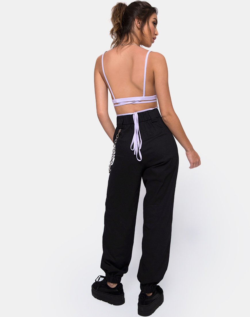 Image of Wrap Around Bralet in Rib Lilac