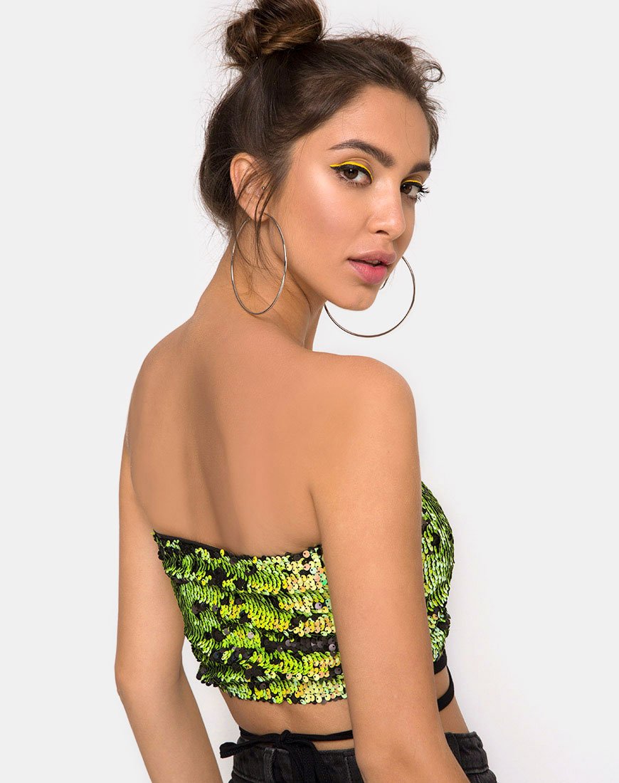 Top tube enveloppant en Citrus Black sequin