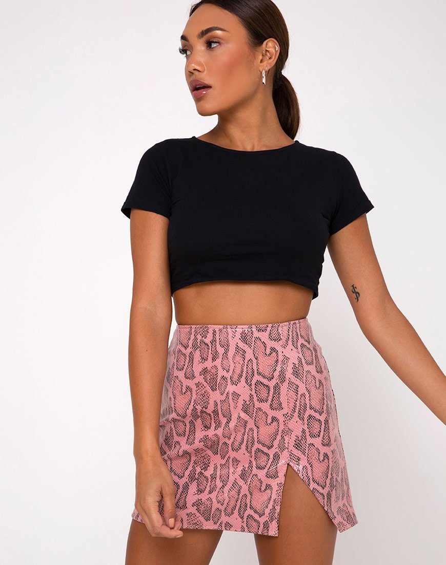 Image de la mini-jupe Wren en PU Snake Pink