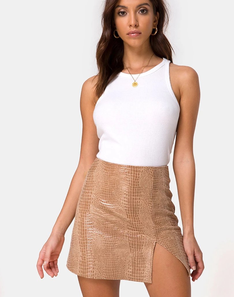 Minijupe Wren en PU Snake Tan