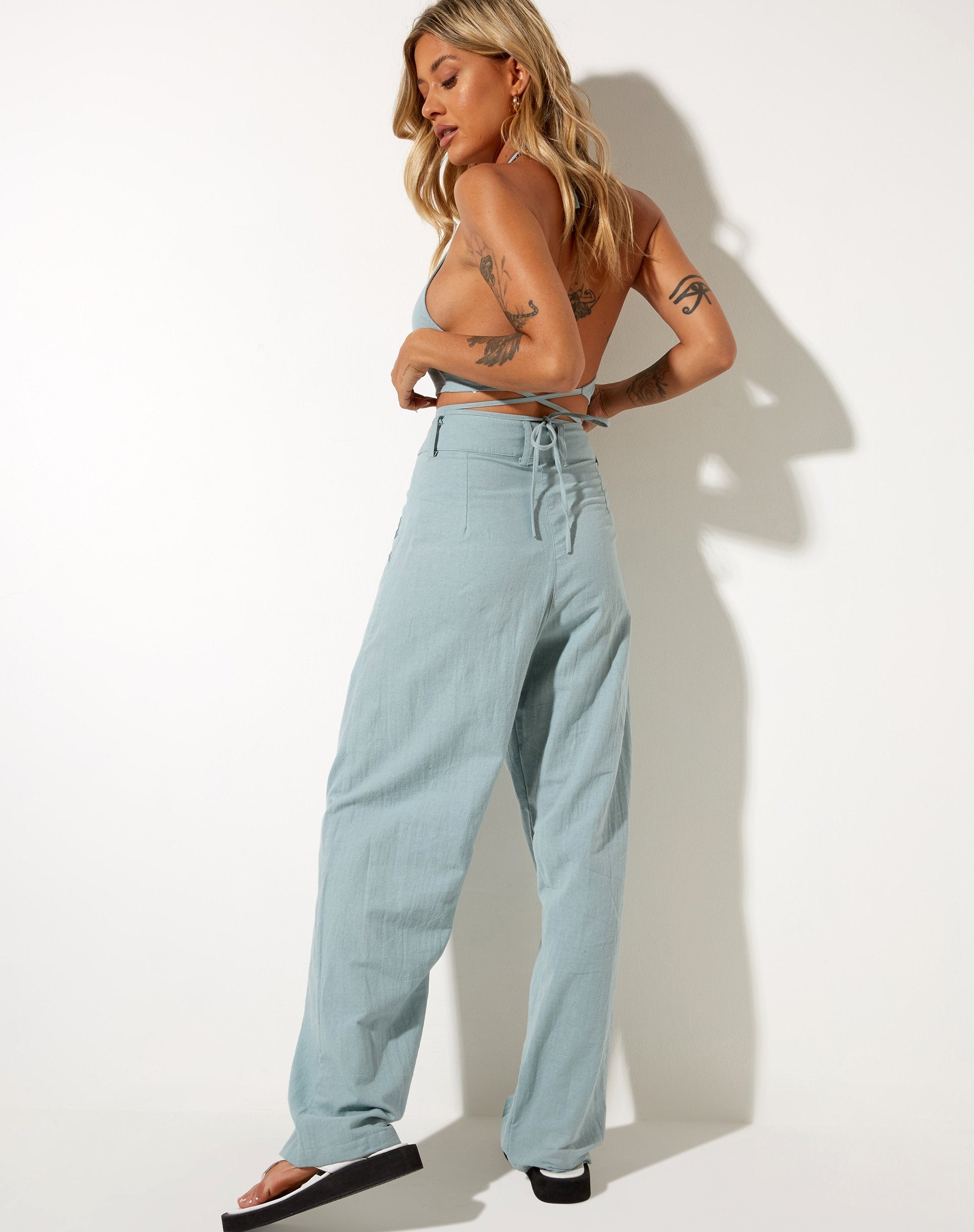 Image de Wu Crop Top in Rami Blue Surf