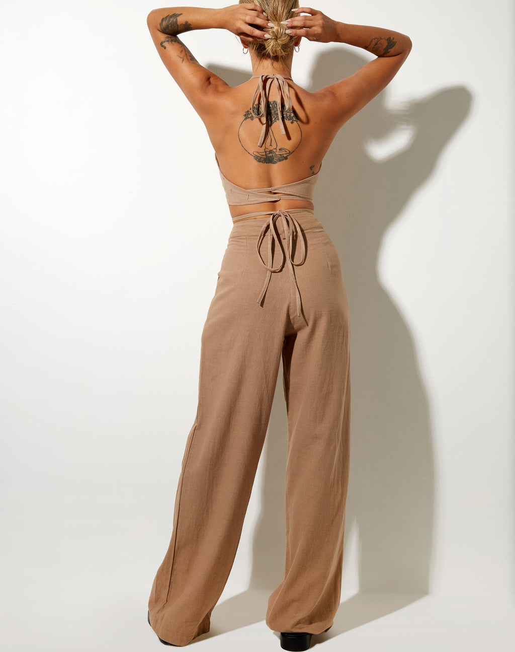 Pantalon Levo en Rami Biscuit