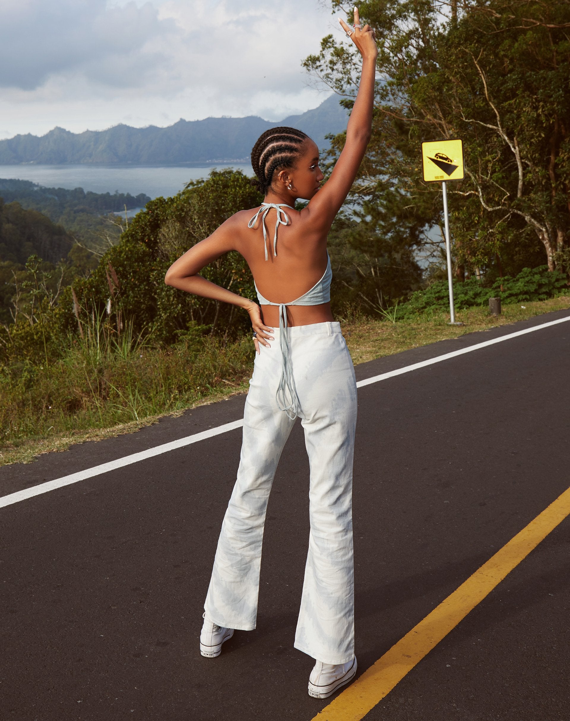 Image de Zoven Trouser in Blue and White Swirl