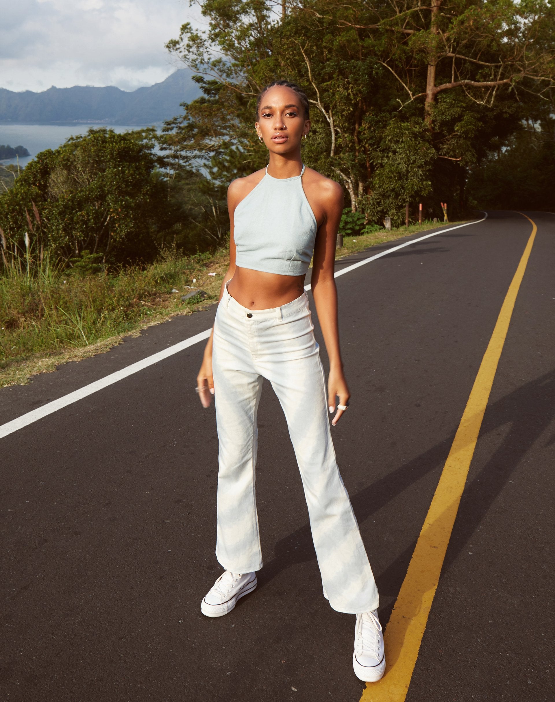 Image de Zoven Trouser in Blue and White Swirl