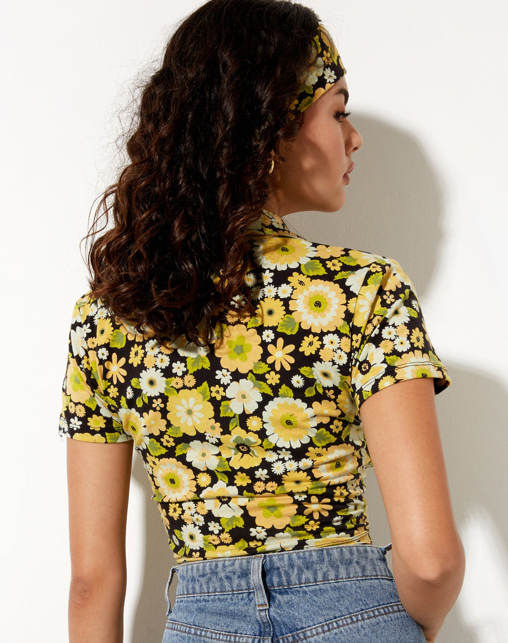 Chemise courte Wuma, motif floral rétro