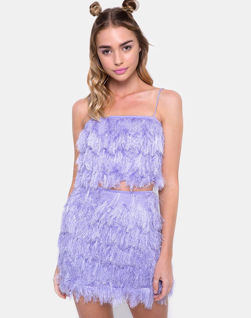 Jupe Wyne en fausse fourrure Lilas