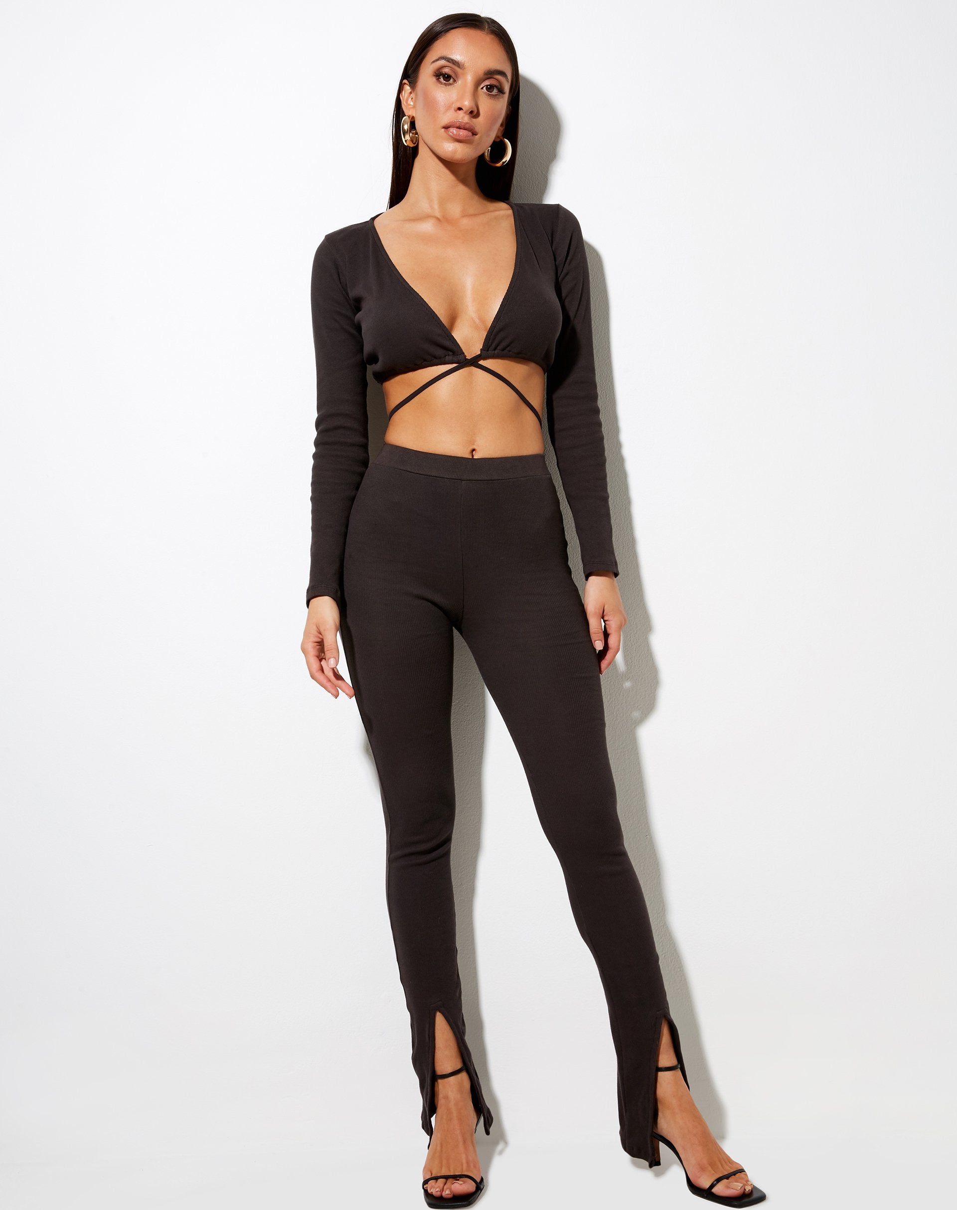 Image de marque du pantalon Xaya en côtes Perle noircie
