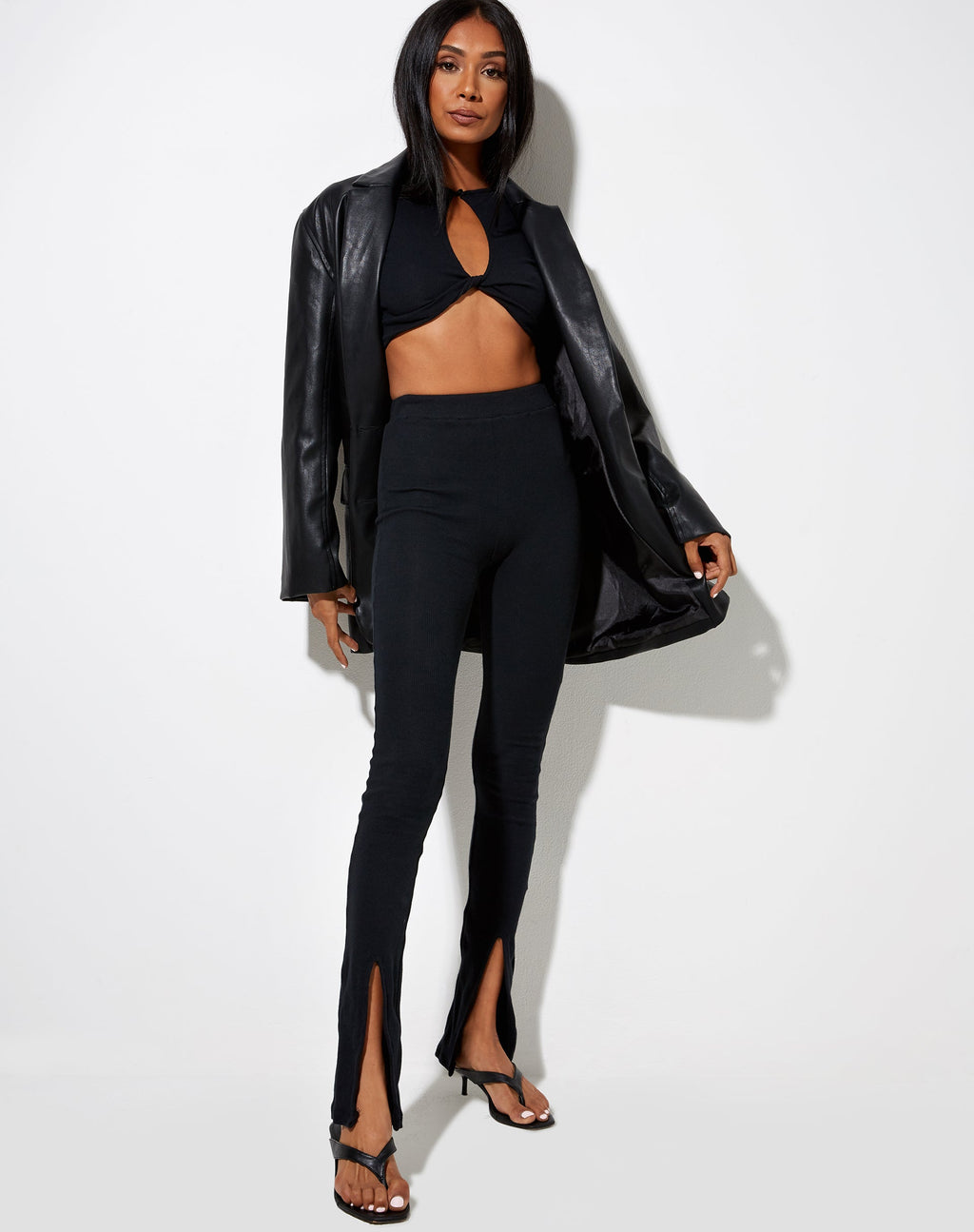 Pantalon Xaya en côtes noir