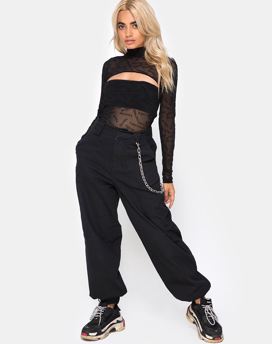 Image de Xhesi Bodice découpé en Tokyo Techno Black Net