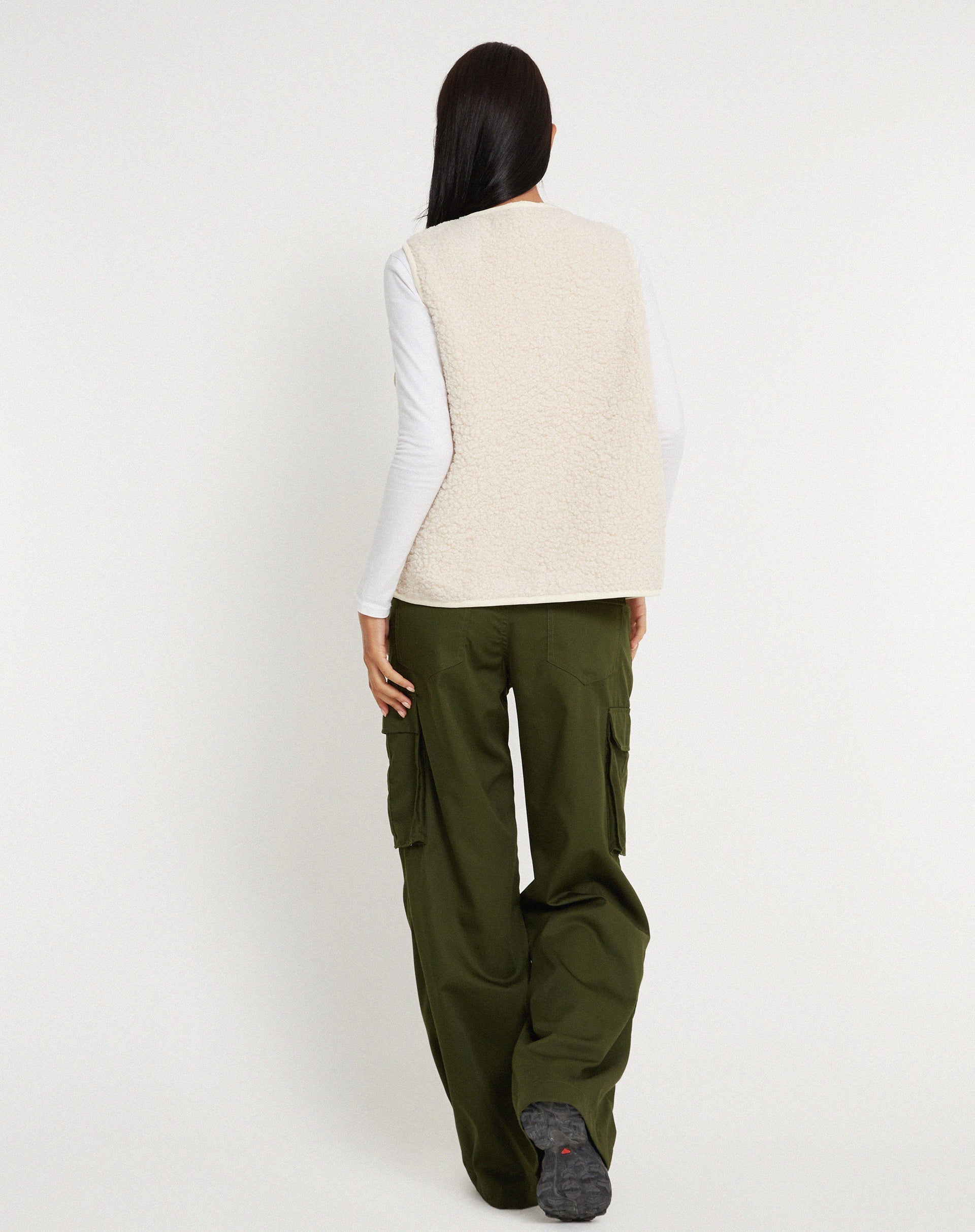 Image de Xiel Zip Up Borg Vest in White