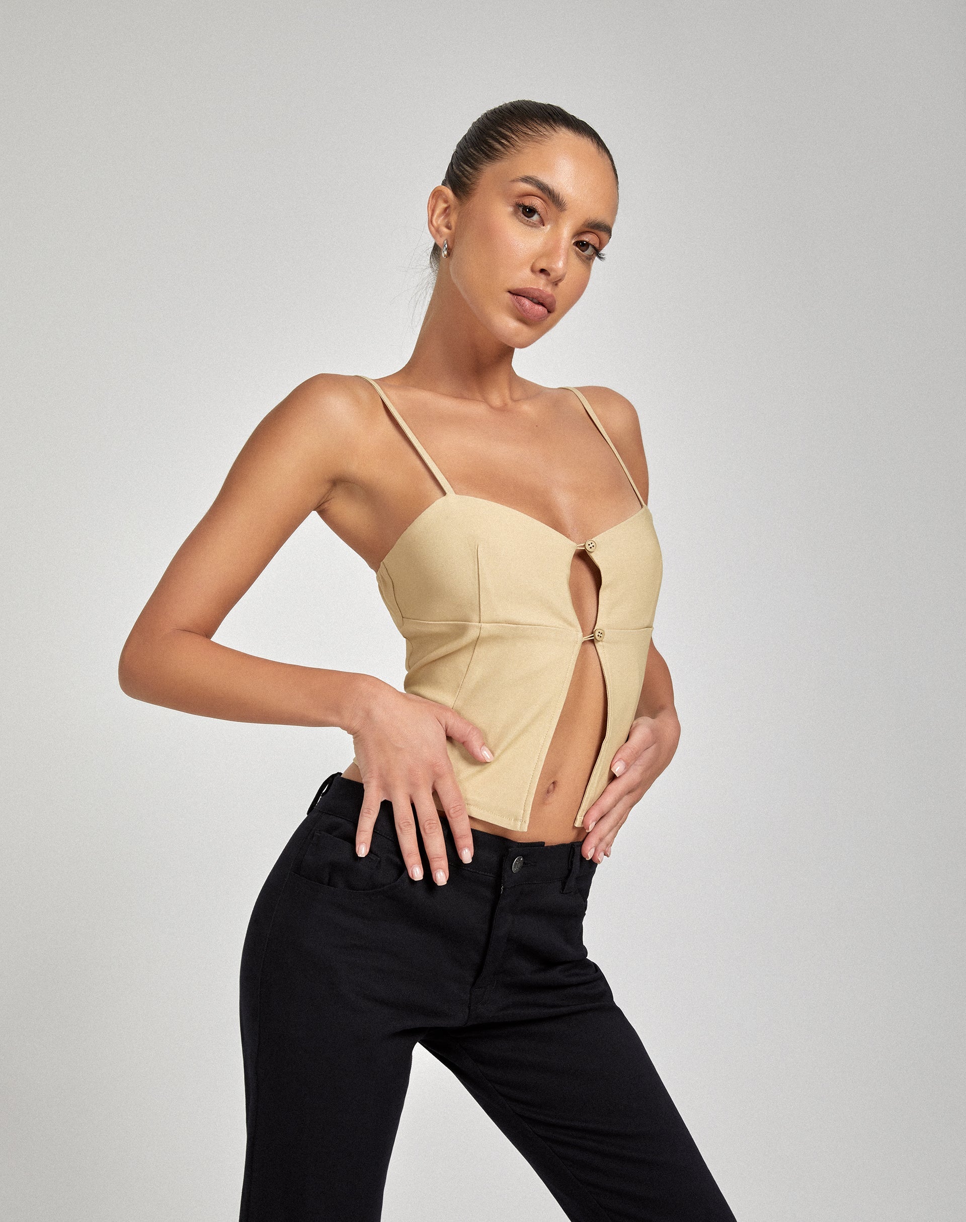 Top cami Yaka, écru tailleur