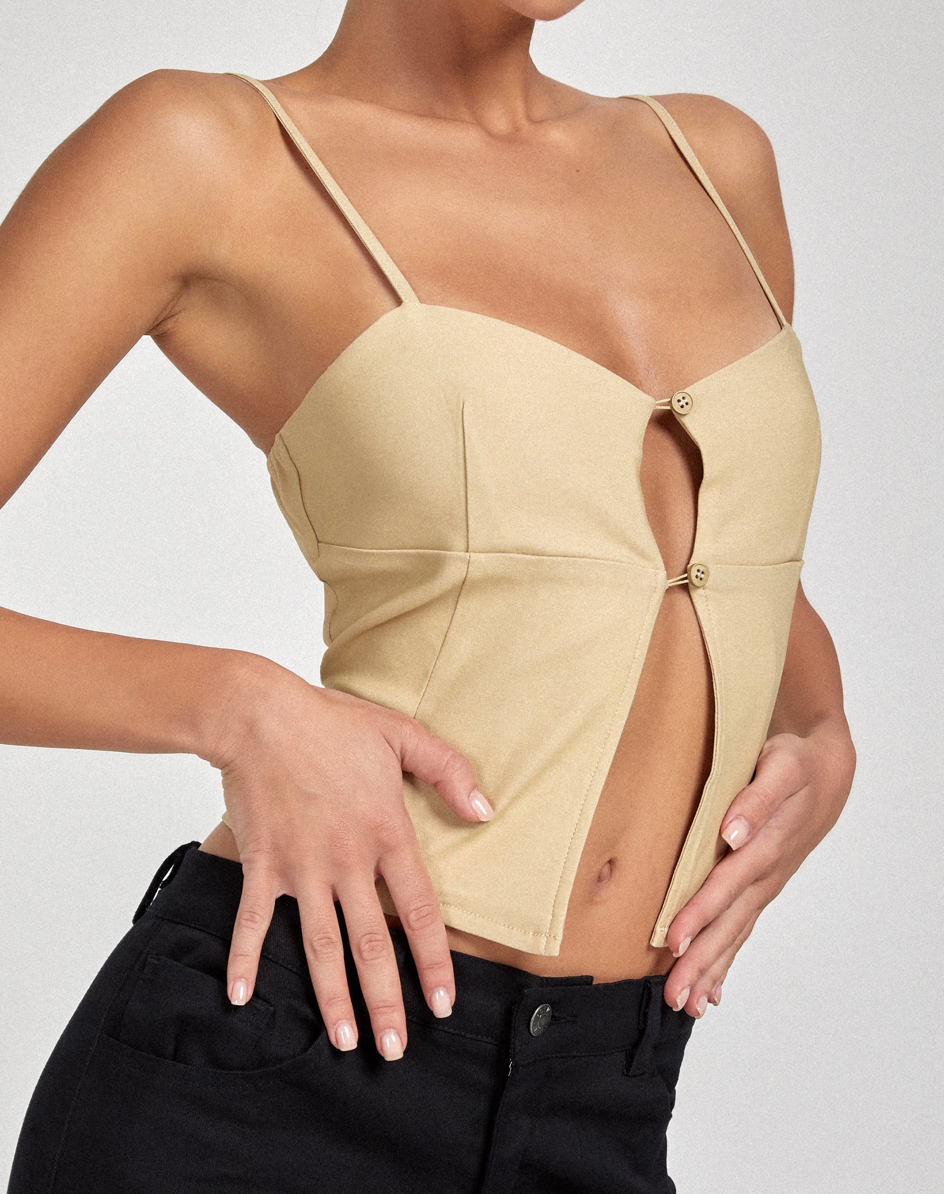 Top cami Yaka, écru tailleur