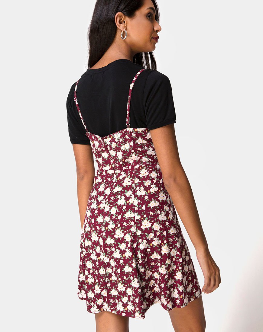 Image of Yandra Slip Dress in Wild Fleur Maroon