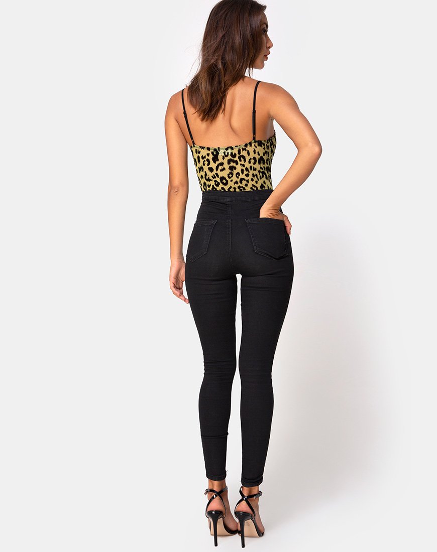 Image de Yecal Bodice in Lime Mesh with Black Animal Flocking