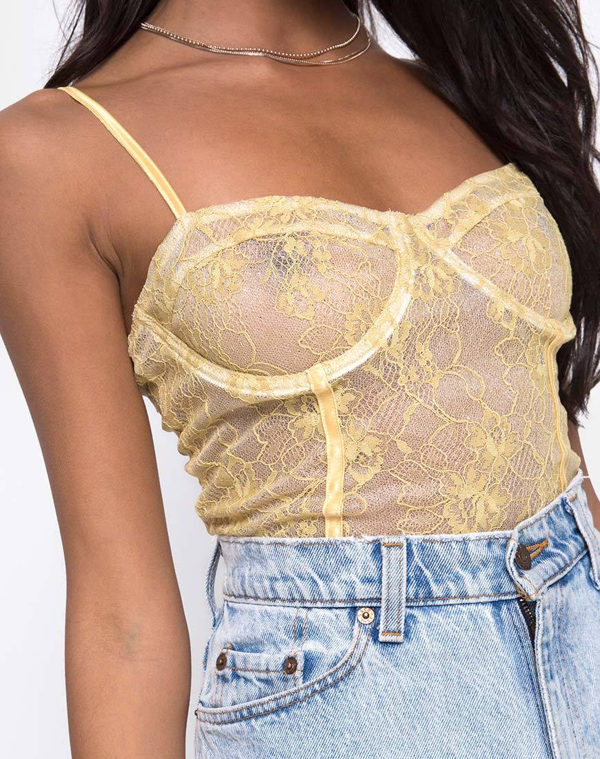 Image de Yecal Corsage transparent en dentelle pastel Lemon