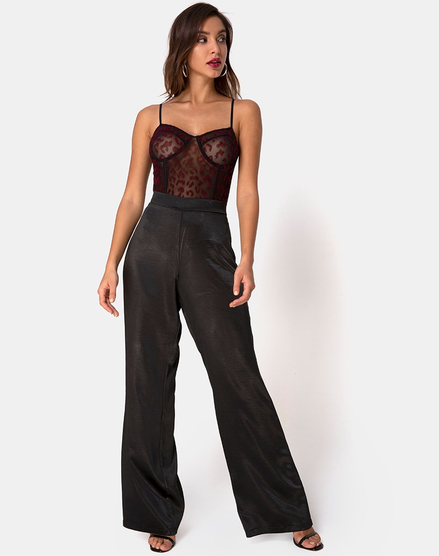 Image de Yecal Bodice Sheer in Red Leopard Flock Black