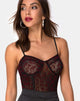 Image de Yecal Bodice Sheer in Red Leopard Flock Black