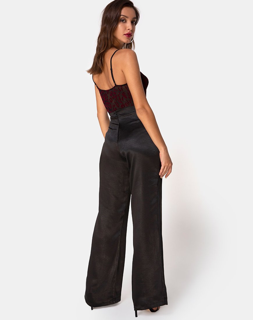 Image de Yecal Bodice Sheer in Red Leopard Flock Black