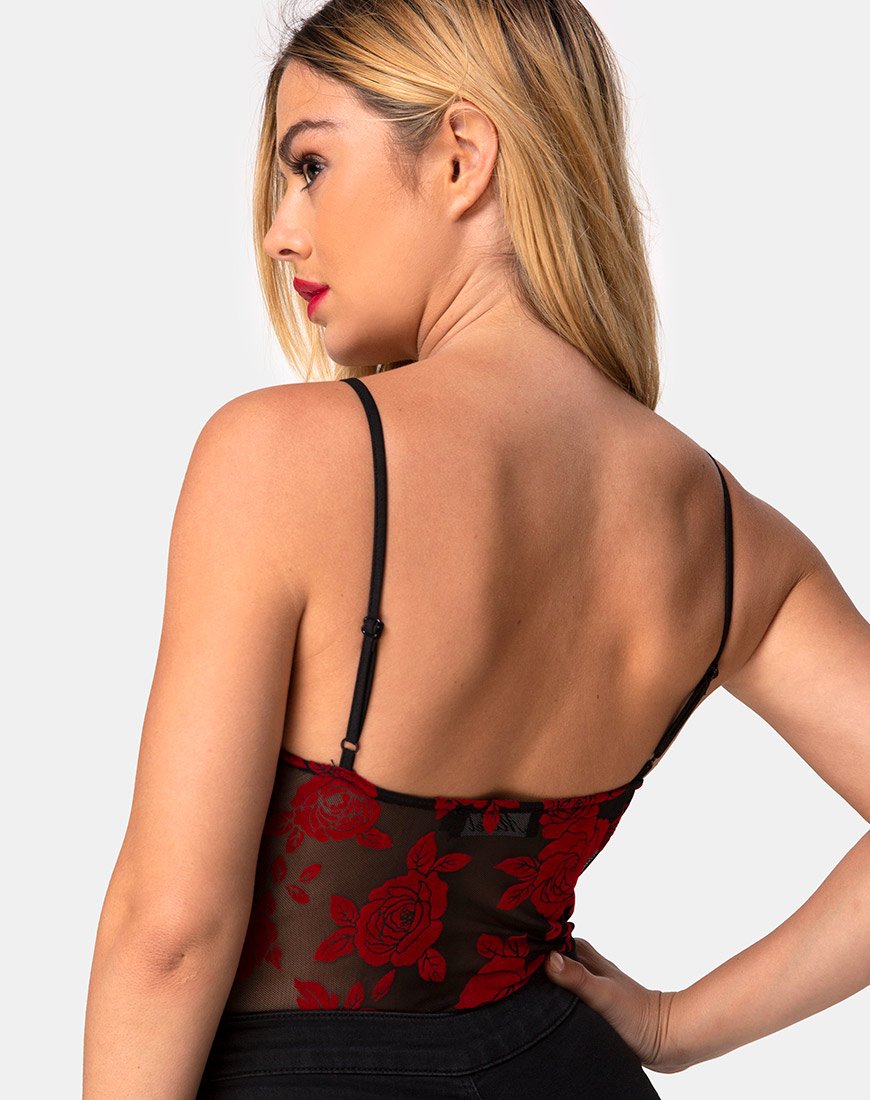 Image de Yecal Bodice in Romantic Red Rose Flock