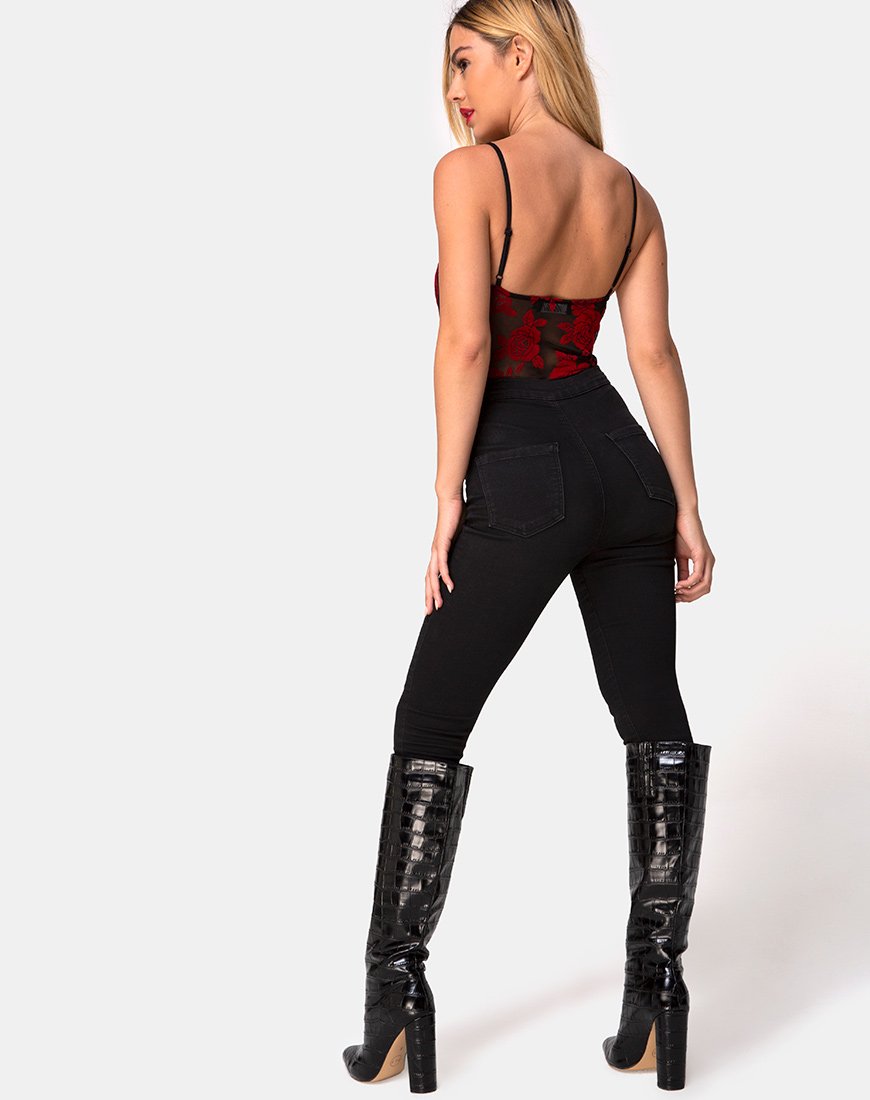 Image de Yecal Bodice in Romantic Red Rose Flock