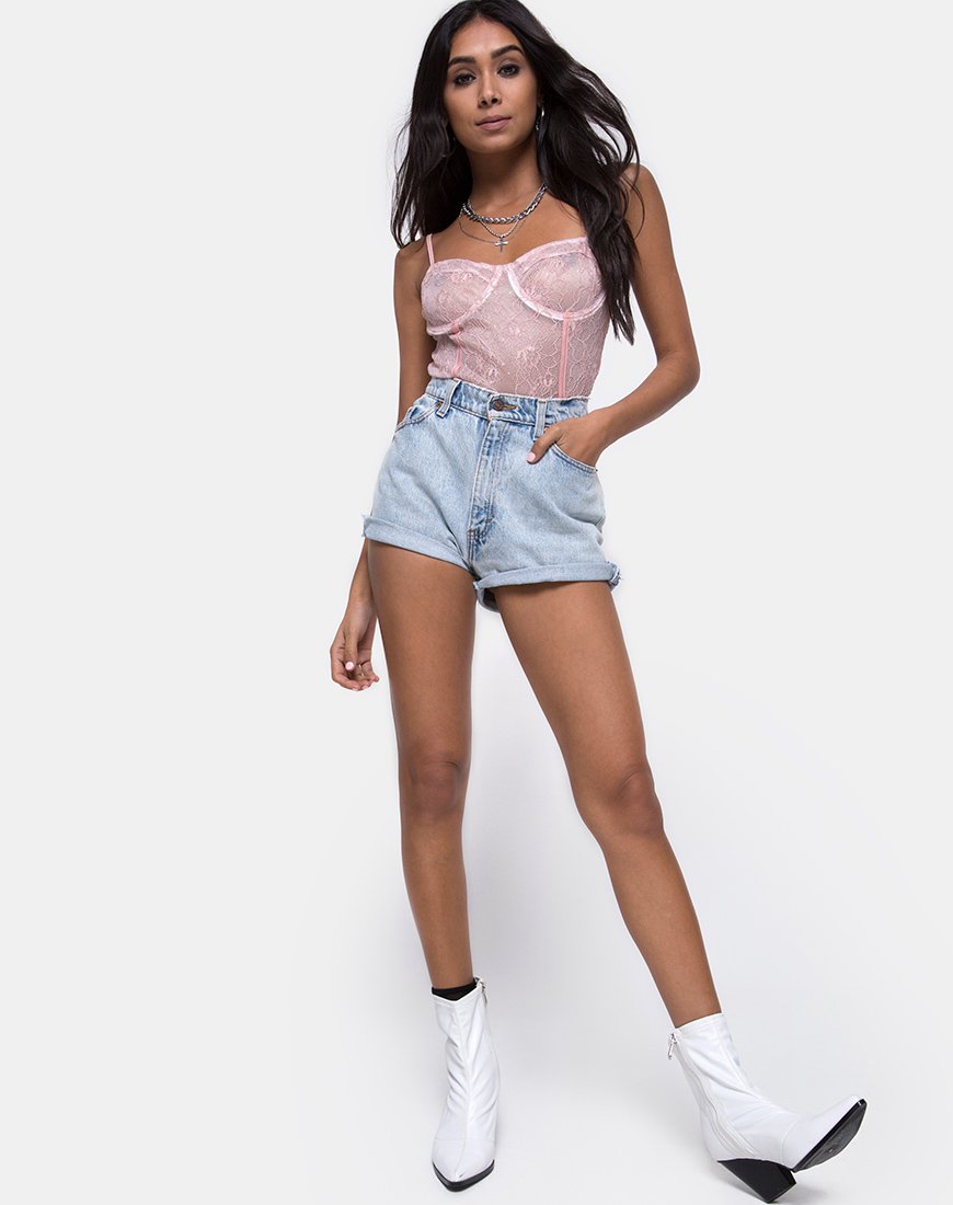 Image de Yecal Bodice Bodice in Lace Rose