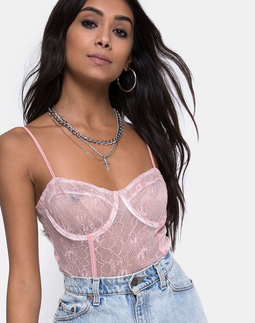 Yecal Bodice Bodice en dentelle rose