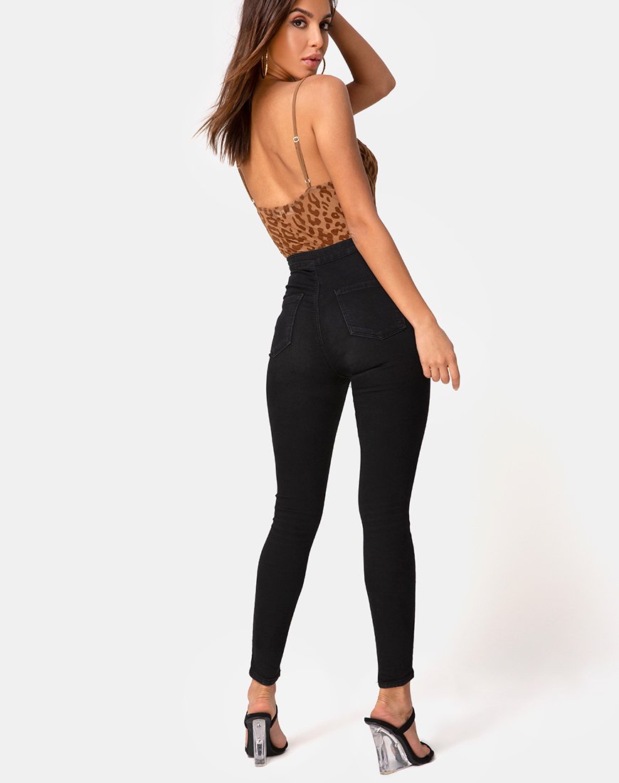 Image de Yecal Bodice Sheer in Animal Flock Tan Brown